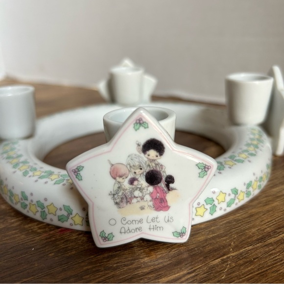 Vintage Precious Moments 1991 Advent Wreath Candle Holder Come Let Us Adore Him - Picture 6 of 8